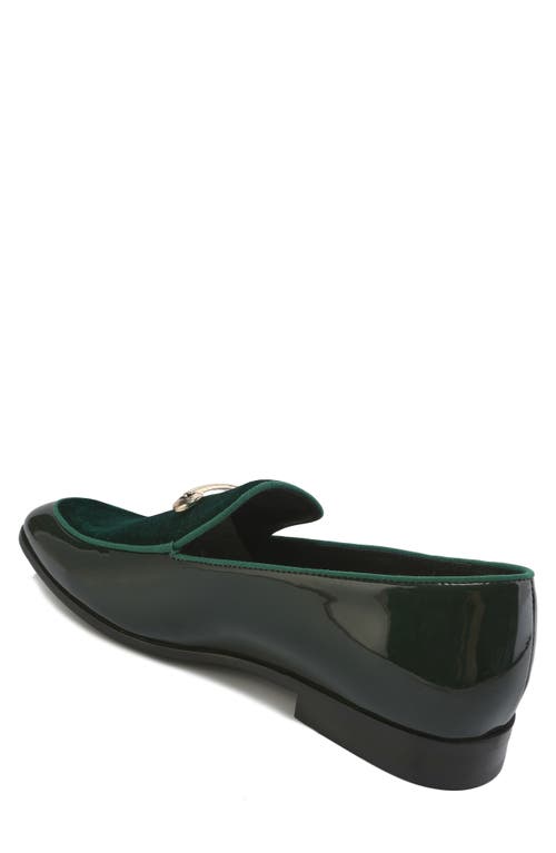 Gino Vitale Velvet & Patent Leather Bit Loafer In Green
