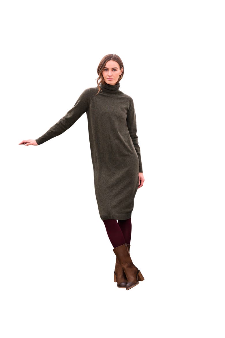 Supersoft Midi Turtleneck Dress, Main, color, OLIVE