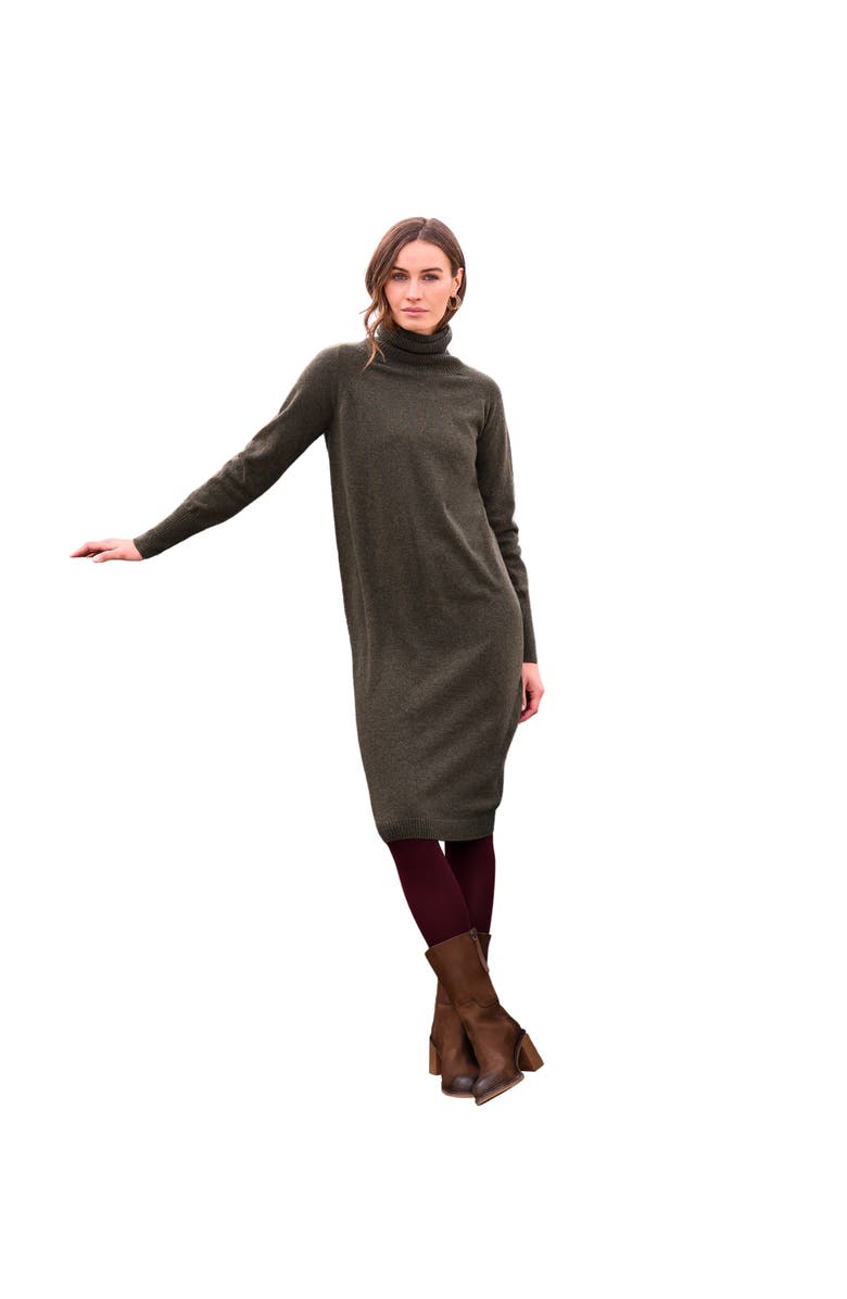 Celtic & Co. Supersoft Midi Turtleneck Dress, Main, color, Olive