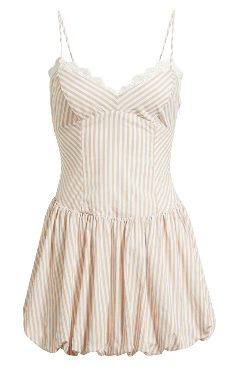 KITTENISH Stripe Drop Waist Bubble Hem Cotton Dress, Main, color, Birch Stripe