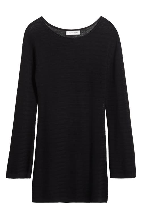 Solid & Striped The Nicki Rib Long Sleeve Linen Blend Cover-up Dress In Noir
