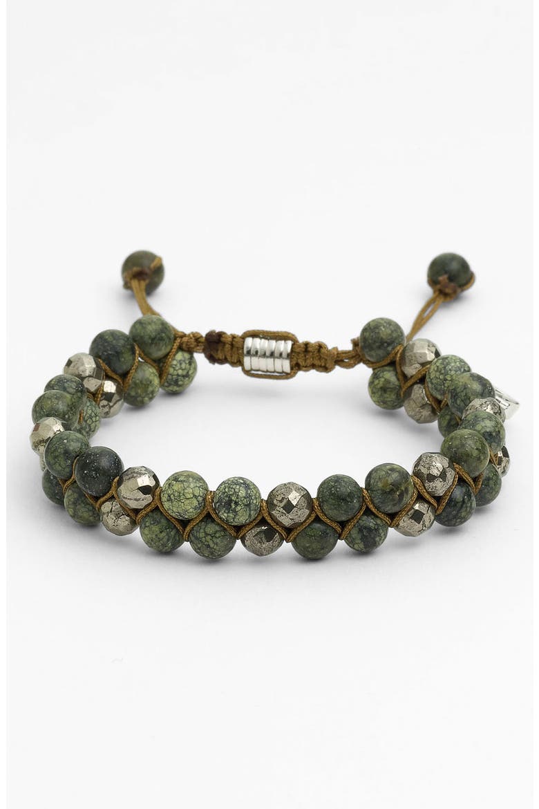Double Beaded Hemp Bracelet, Main, color, GREEN