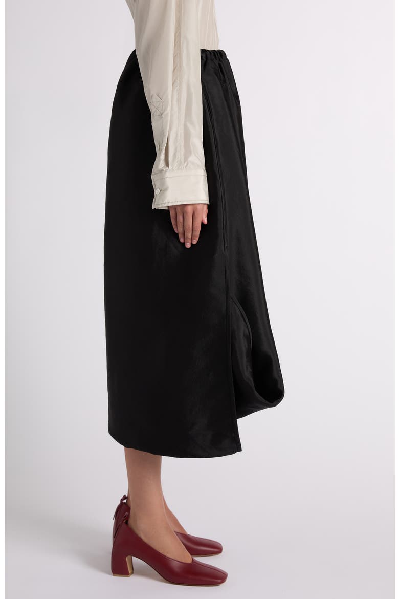 Asymmetric Midi Satin Bubble Skirt, Alternate, color, 1010 DOUBLE BLACK