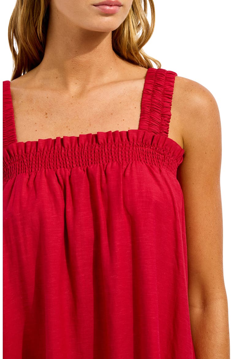 Gathered Band Cover-Up Dress, Alternate, color, COSMO RED