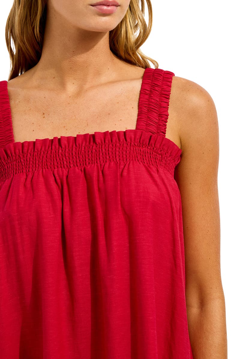 Seafolly Gathered Band Cover-Up Dress, Alternate, color, Cosmo Red