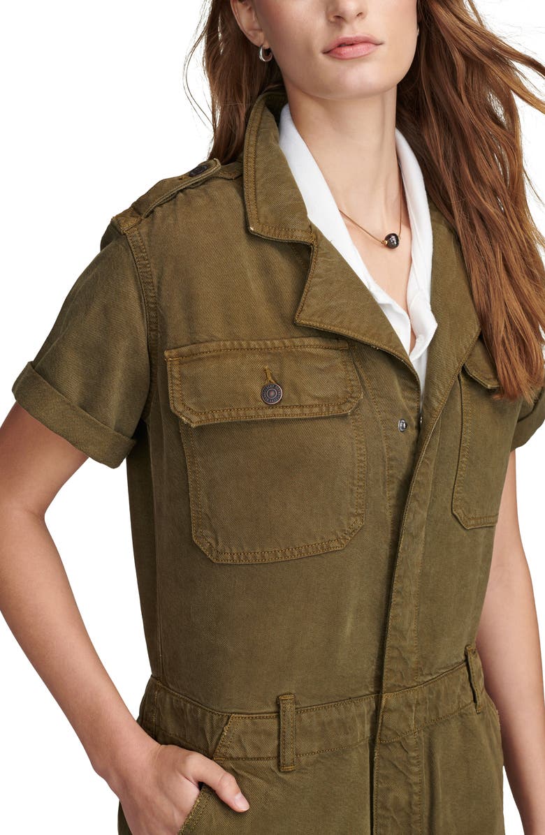 Lucky Brand Denim Utility Romper, Alternate, color, Dark Olive