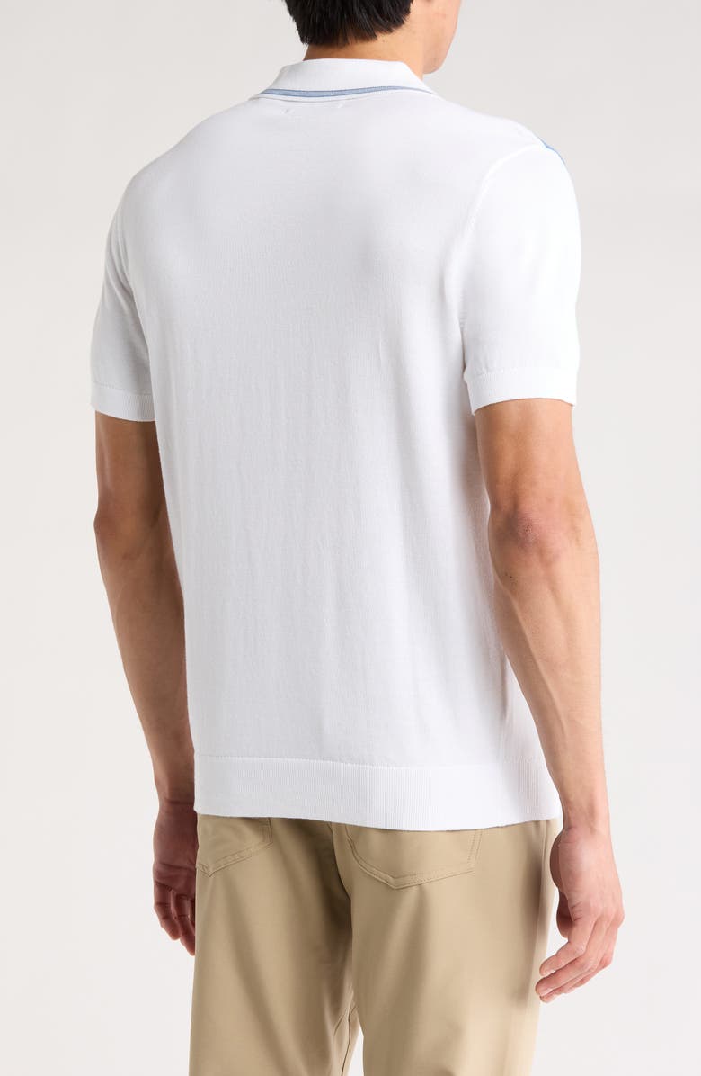 Original Penguin Stripe Cotton Jersey Polo Sweater, Alternate, color, Bright White