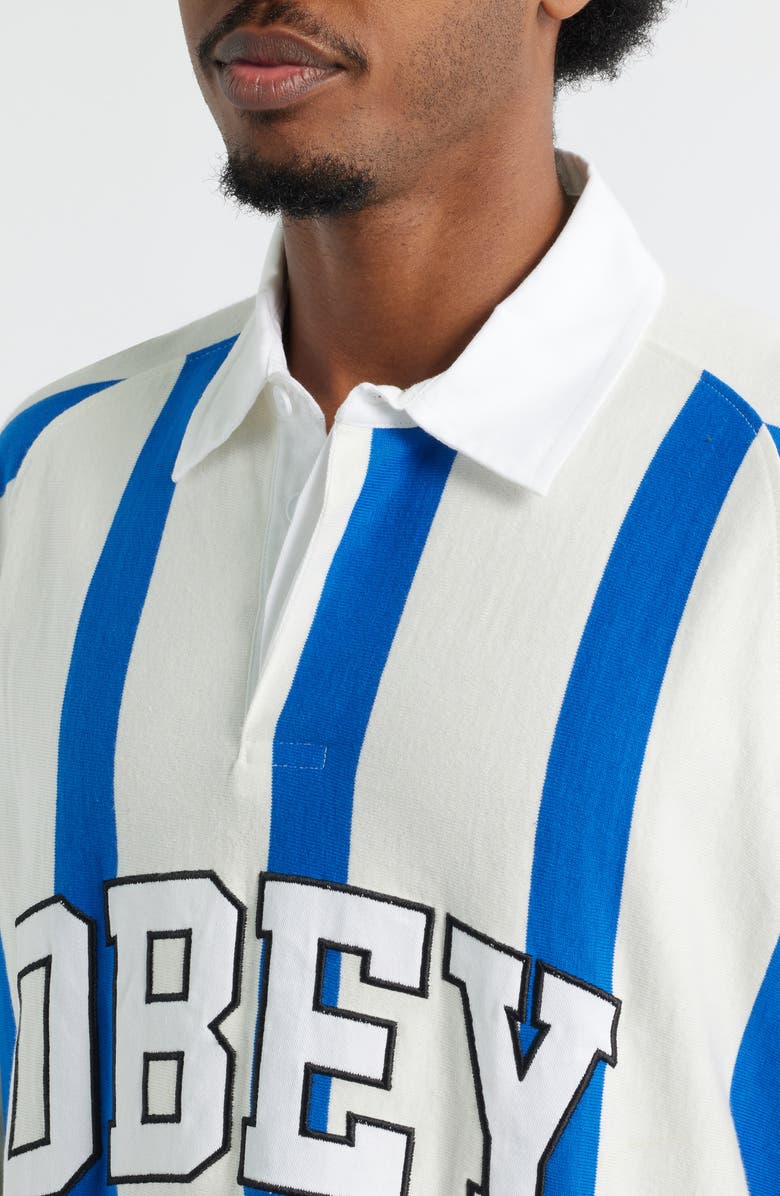 Obey Landon Stripe Rugby Shirt, Alternate, color, White Mult