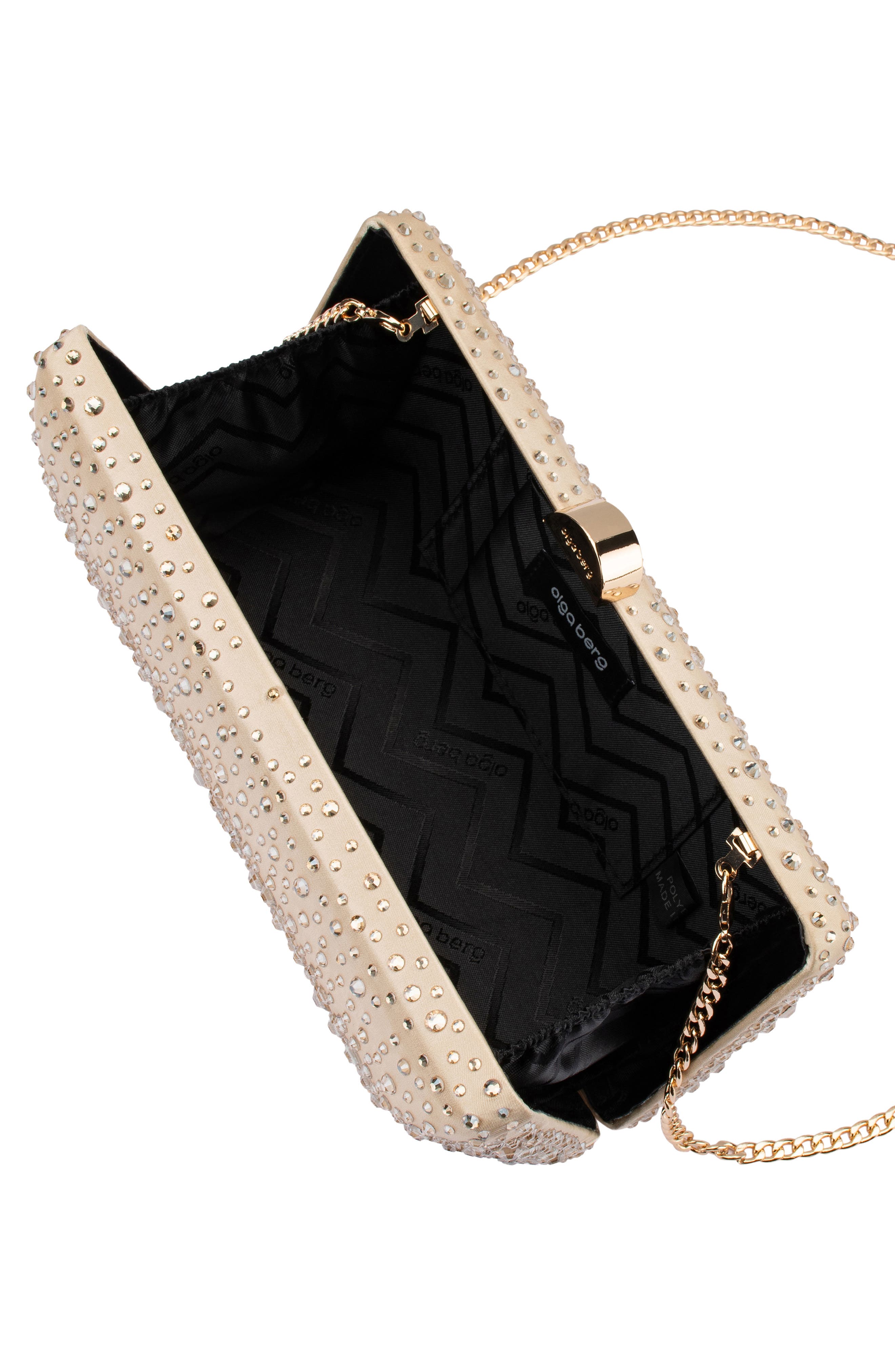 Olga Berg Kira Hotfix Frame Clutch, Alternate, color, Champagne