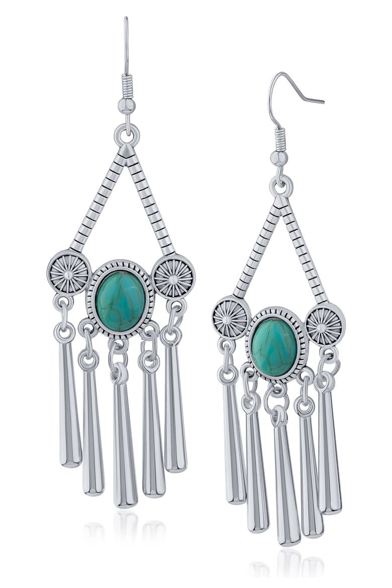 Southwestern Faux Turquoise Fringe Drop Earrings (Nordstrom Exclusive), Main, color, TURQUOISE/ SILVER