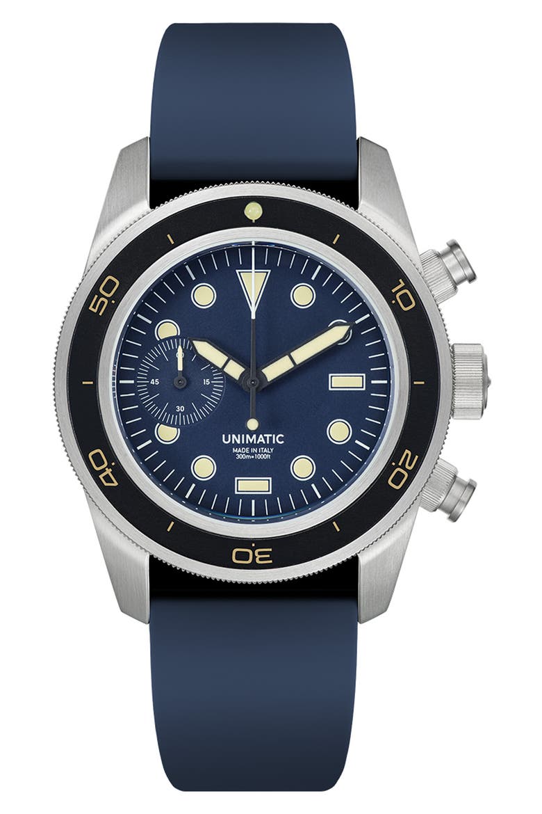 Diving Heritage Chronograph Diving Watch, 41.5mm, Main, color, BLUE