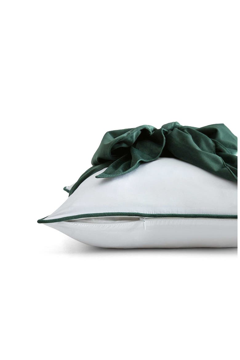 Bedford Bow Accent Pillow, Alternate, color, WHITE/ GREEN