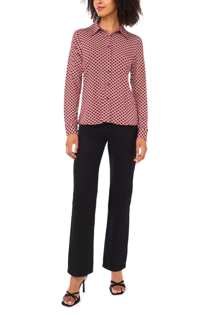 Halogen<sup>®</sup> Print Button-Up Shirt, Alternate, color, Cordovan