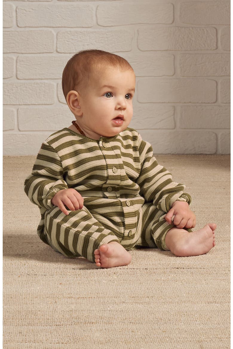 Stripe Cotton Romper, Alternate, color, MOSS-STRIPE