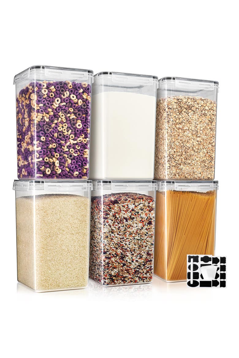 6-Pack Airtight Food Storage Containers, Alternate, color, CLEAR