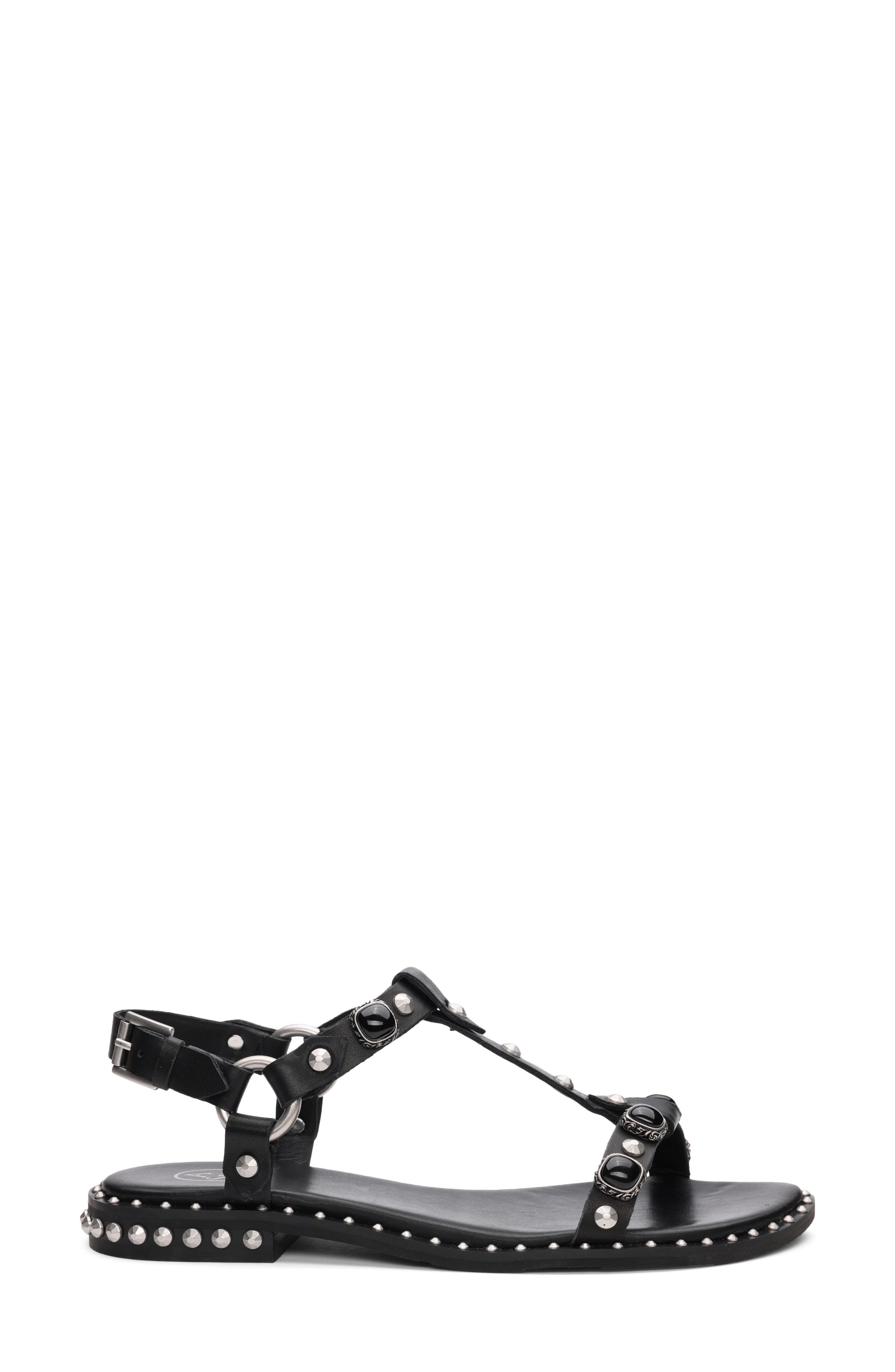 Ash Pebble Stud Embellished Ankle Strap Sandal, Alternate, color, 