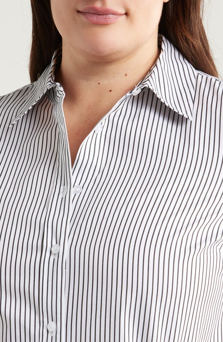 Anne Klein Stripe Cotton Poplin Button-Up Shirt, Alternate, color,