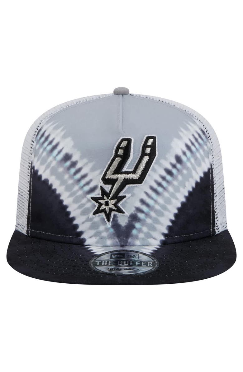 New Era Men's New Era Black/Silver San Antonio Spurs Throwback Dye Golfer Snapback Hat, Alternate, color, Black