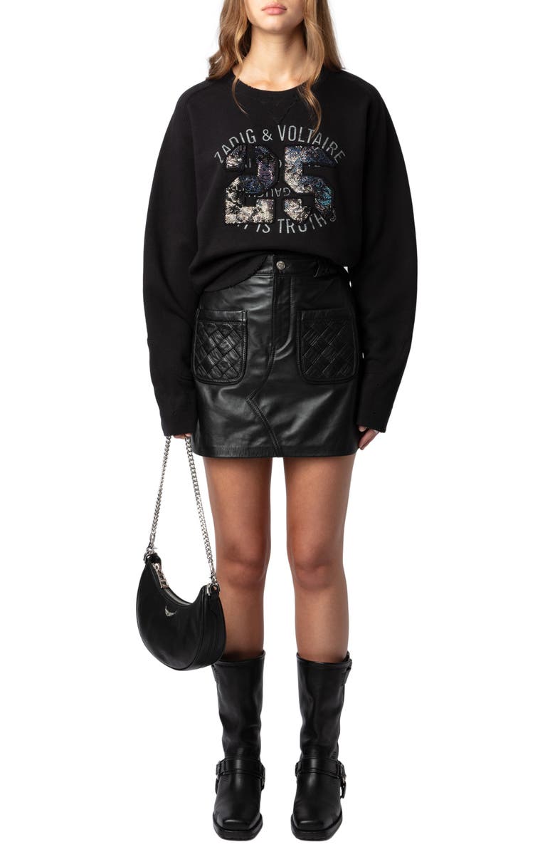 Zadig & Voltaire Arvene Beaded Graphic Cotton Sweatshirt, Alternate, color, 