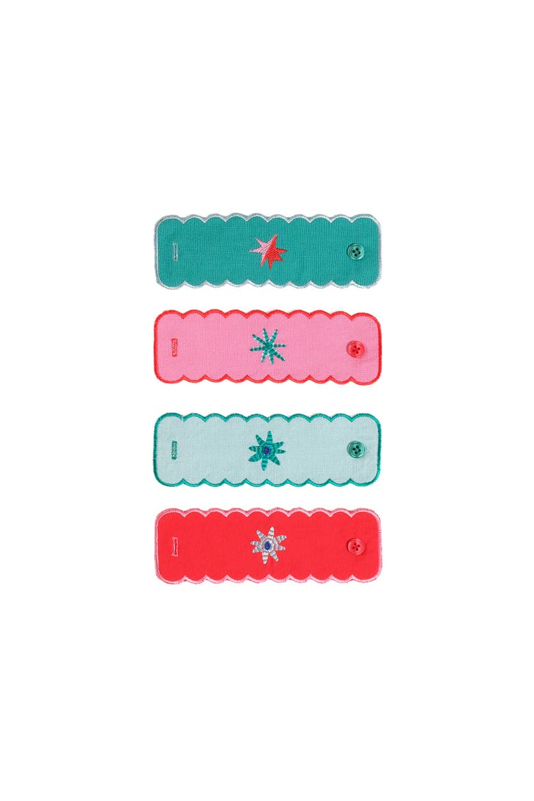 Nilufer 4Pcs Digital Printed Embroidered 100% Cotton Napkin Ring Set 2X7 In, Main, color, Multicolor