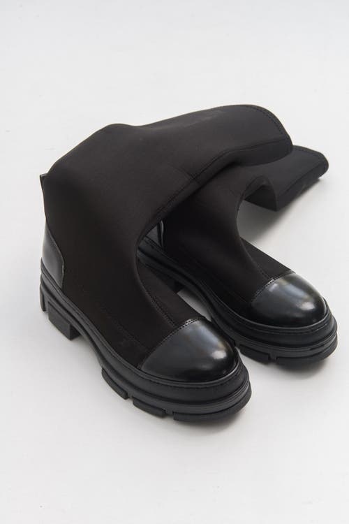 Prologue Shoes Bella Stretch Scuba Knee High Boot In Black