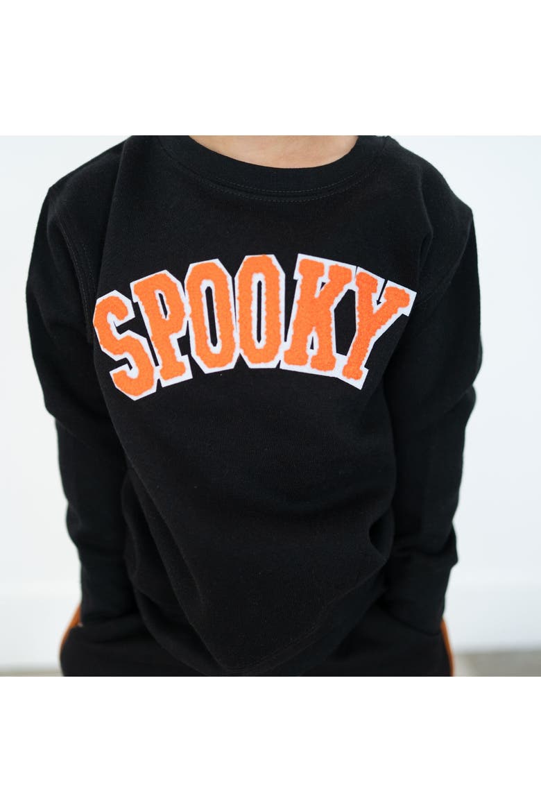 Spooky Orange Patch Halloween Sweatshirt, Alternate, color, Black