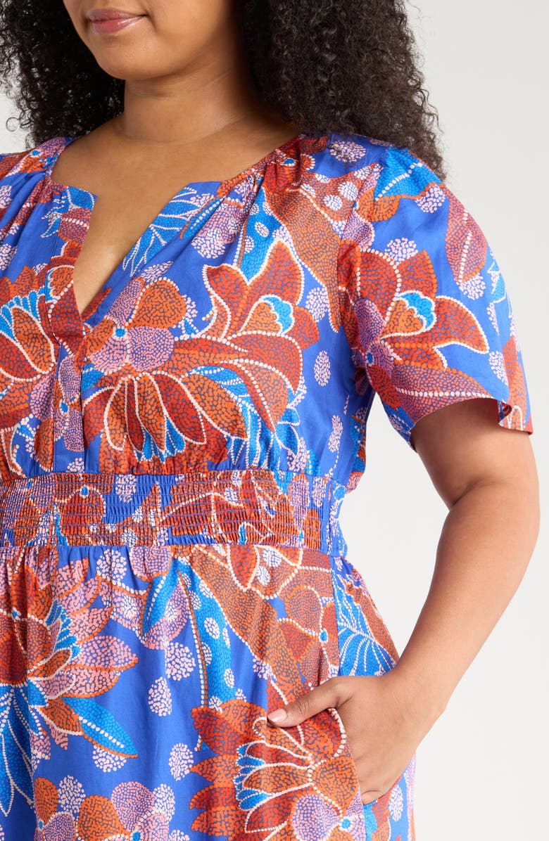 SUGARLIPS Amazonia Floral Tiere Cotton Maxi Dress, Alternate, color, Blue/ Burgundy