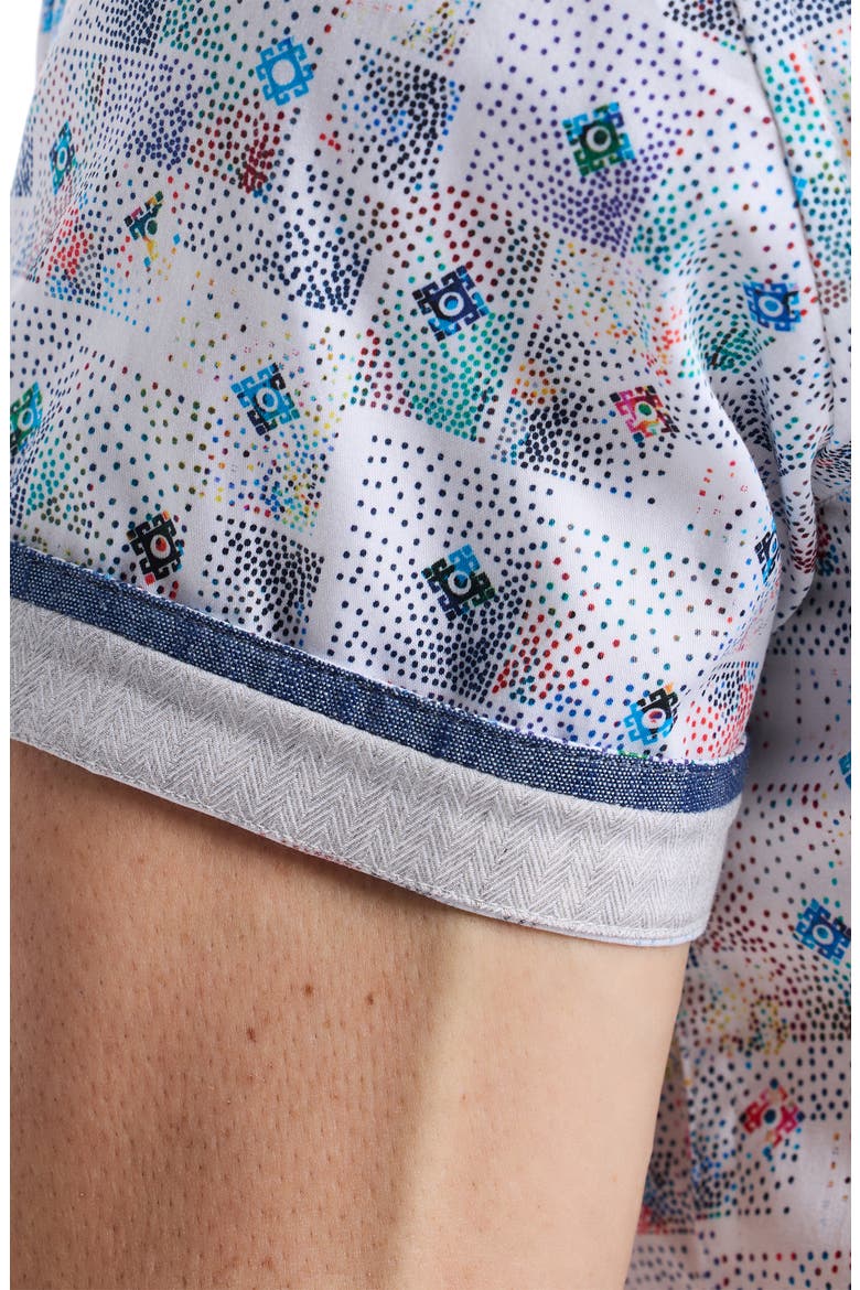 Embarcadero Short Sleeve Stretch Cotton Button-Up Shirt, Alternate, color, BLUE MULTI