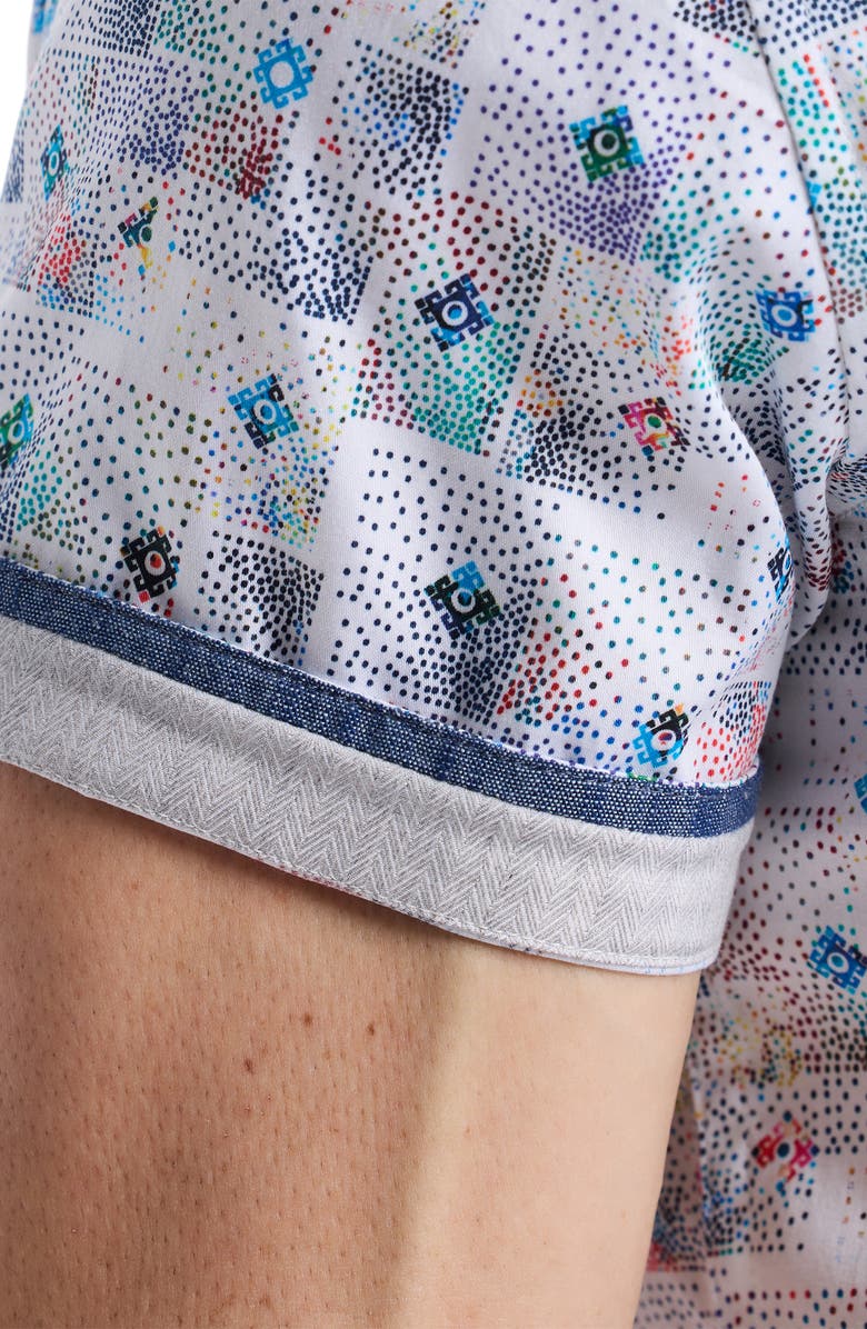 Robert Graham Embarcadero Short Sleeve Stretch Cotton Button-Up Shirt, Alternate, color, Blue Multi