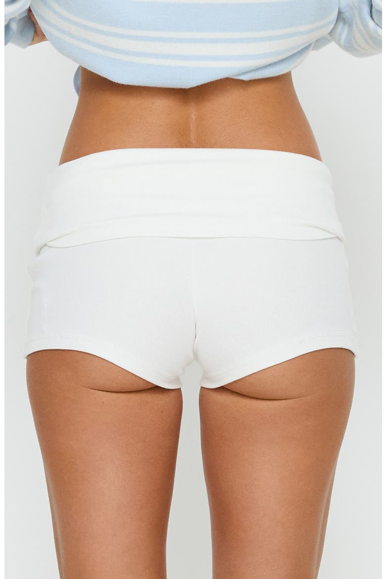 Baseline Foldover Rib Stretch Cotton Shorts, Alternate, color, WHITE