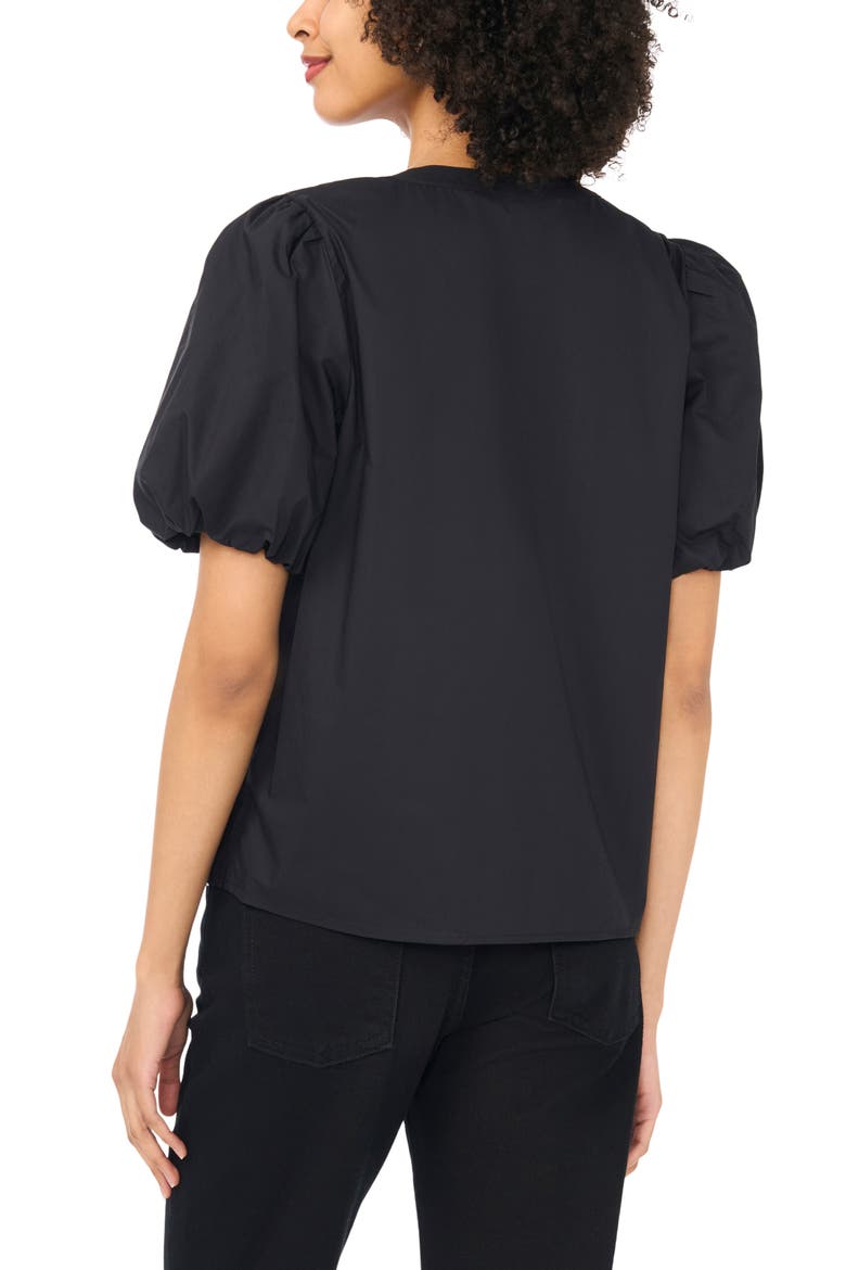 Organdy Puff Sleeve Top, Alternate, color, RICH BLACK