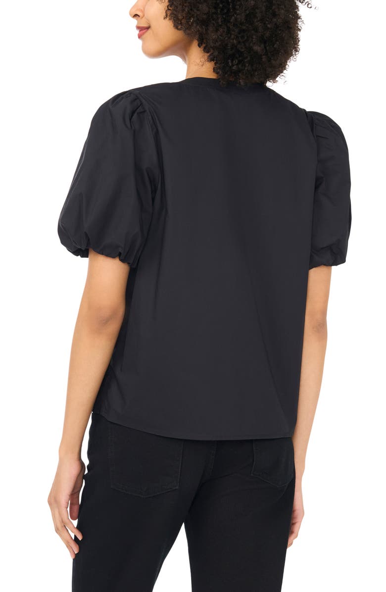 Vince Camuto Organdy Puff Sleeve Top, Alternate, color, Rich Black
