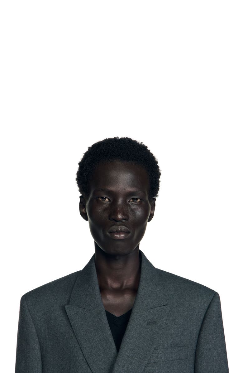 SANDRO Double-breasted classic suit jacket, Alternate, color, Heather Charcoal