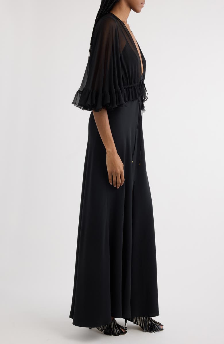 Chloé Semisheer Silk Georgette Dress, Alternate, color, Black