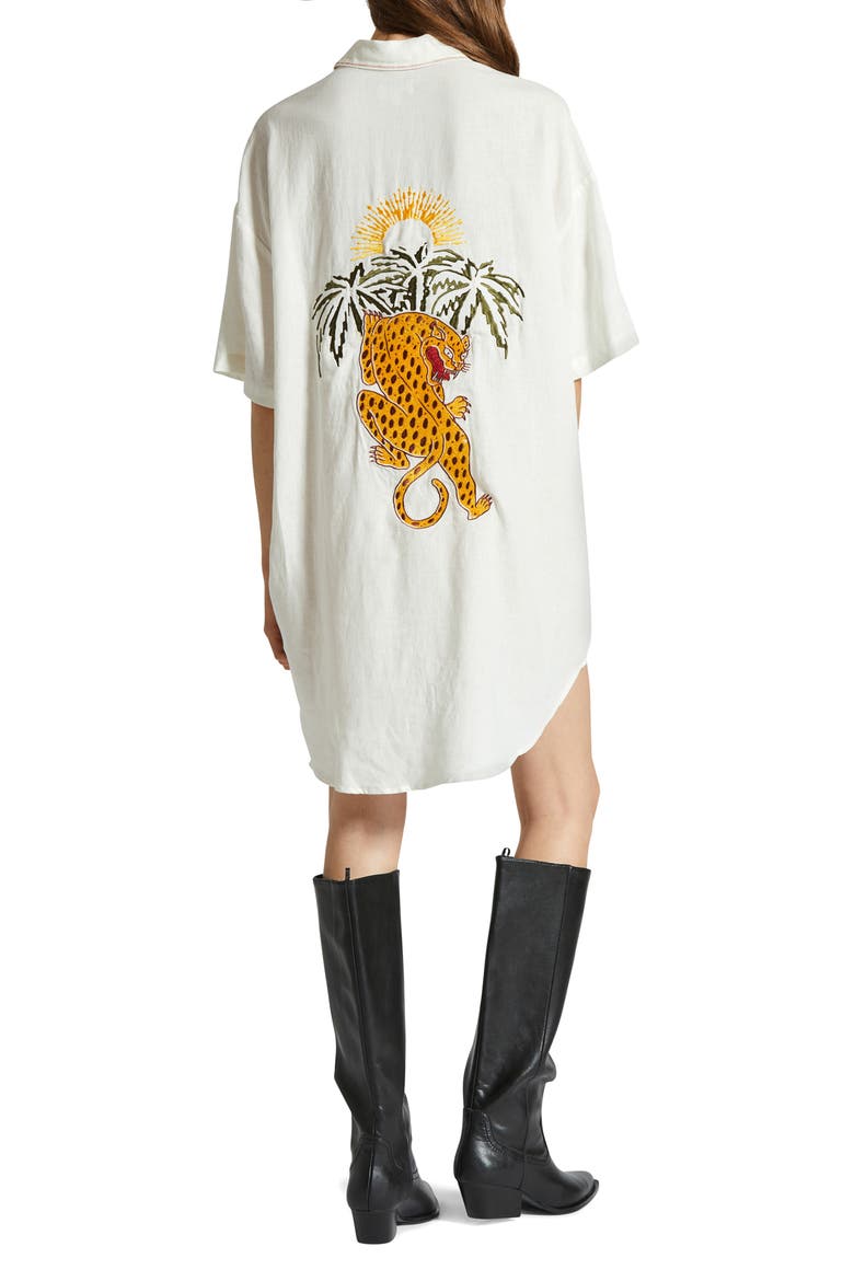 Condesa Linn Embroidered Linen Blend Shirtdress, Alternate, color, OFF WHITE