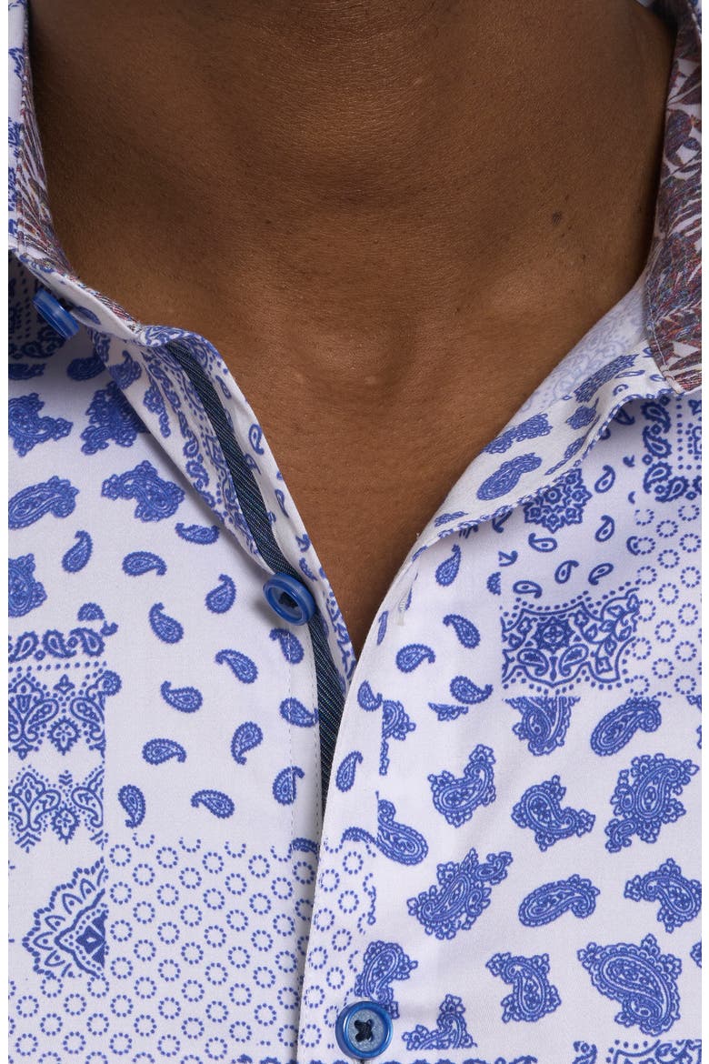 Vittoria Paisley Stretch Button-Up Shirt, Alternate, color, BLUE MULTI