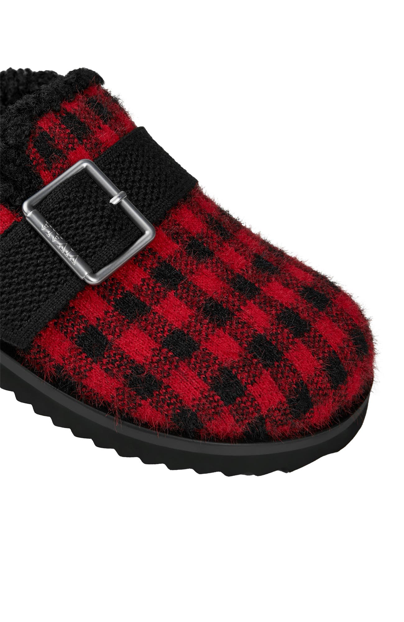 VIVAIA Round-Toe Wool Slippers, Alternate, color, Ruby Red Plaid
