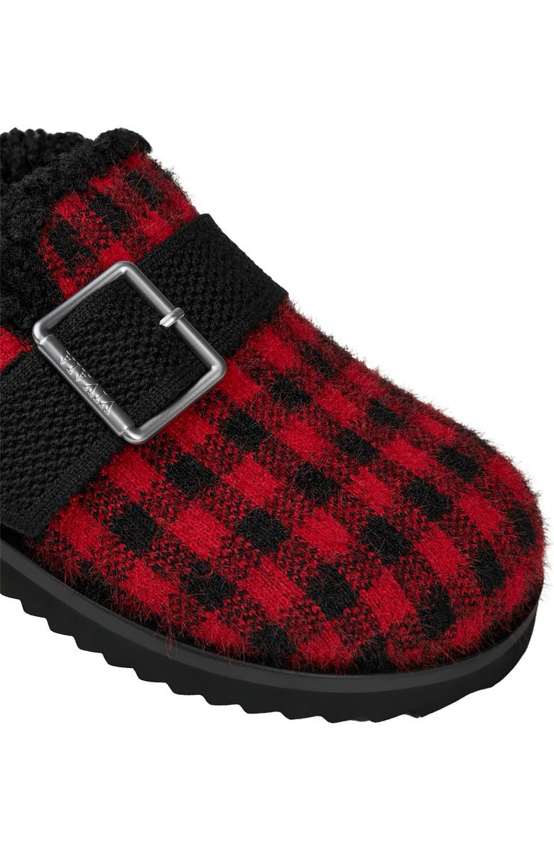 VIVAIA Round-Toe Wool Slippers, Alternate, color, Ruby Red Plaid