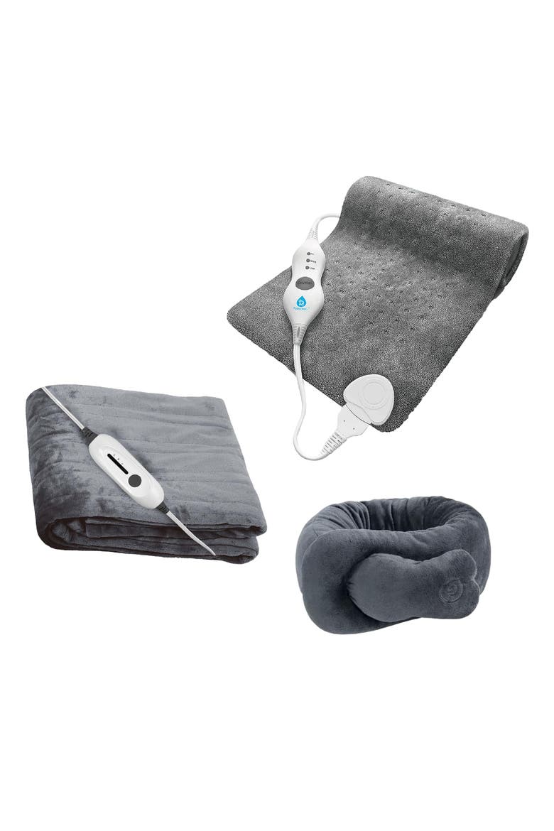 Heated Blanket, Heating Pad & Neck Massager, Main, color, Grey