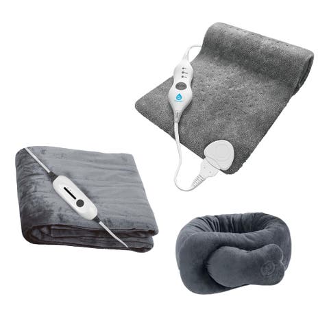 Total Warmth 
Comfort Bundle - Includes Electric Soft Microplush Heated Blanket Throw, Pursonic Electric Heating Pad 
Portable Neck 
Shoulder Massaging Wrap