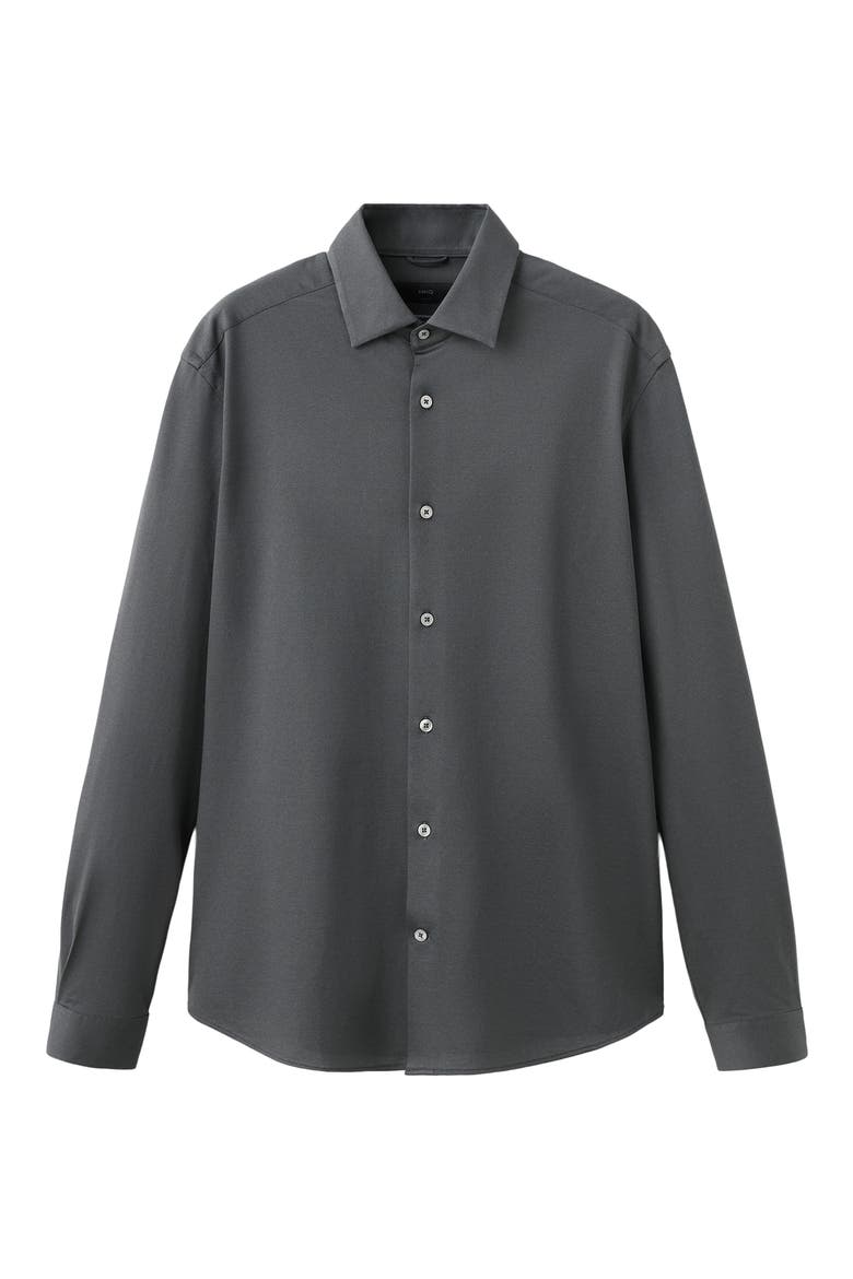 Slim Fit Cotton Blend Button-Up Shirt, Alternate, color, CHARCOAL