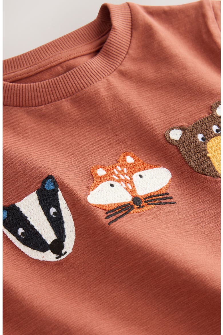 Kids' Animal Embellished Long Sleeve Cotton Graphic T-Shirt, Alternate, color, RUST BROWN