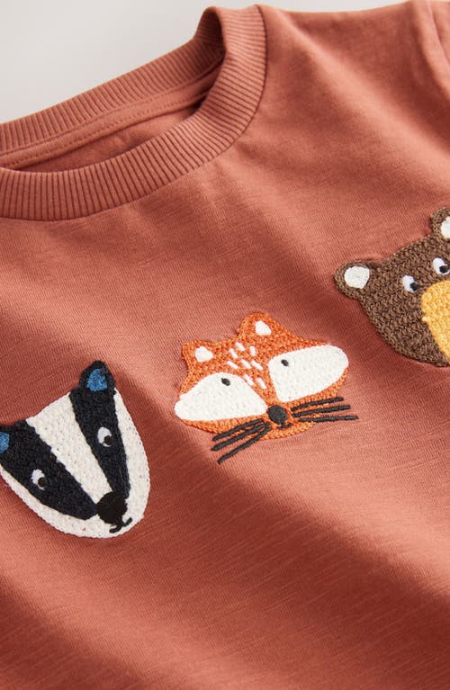 Next Kids' Animal Embellished Long Sleeve Cotton Graphic T-shirt In Brown