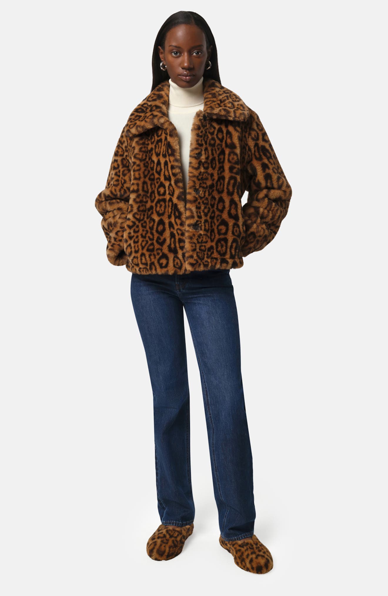 Apparis Magda Faux Fur Slipper, Alternate, color, Leopard