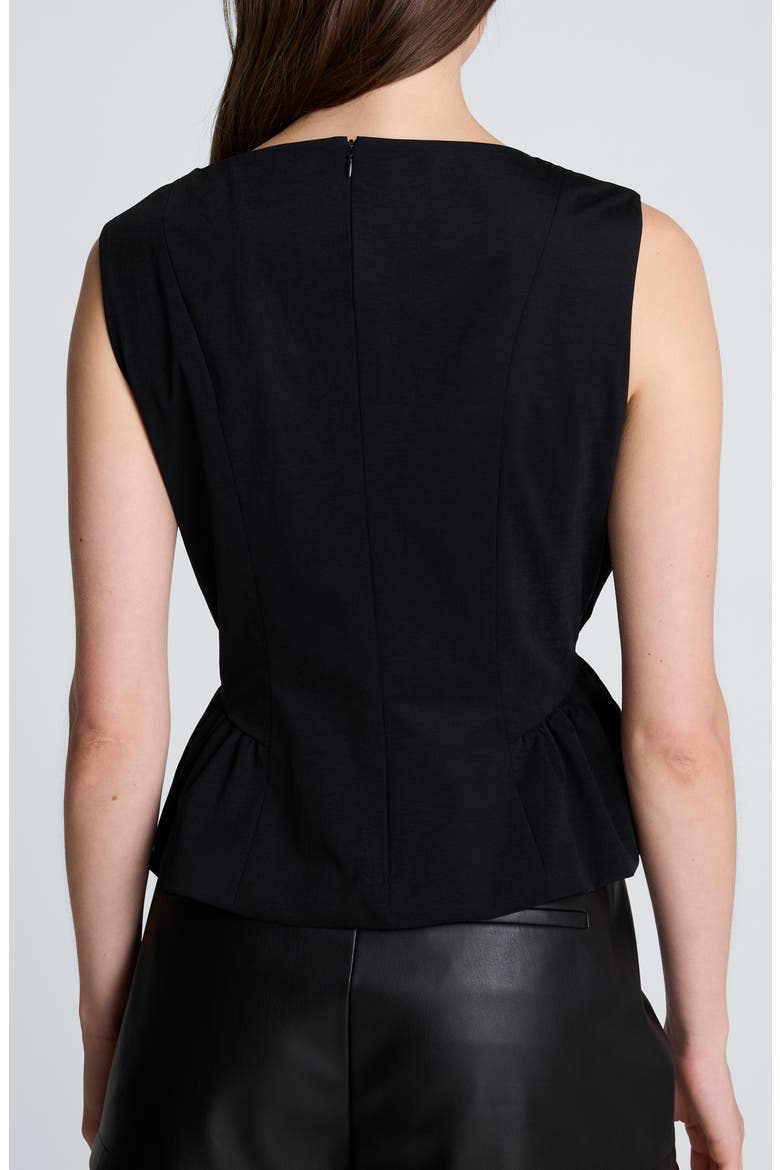 Pleated Cowl Neck Peplum Top, Alternate, color, BLACK
