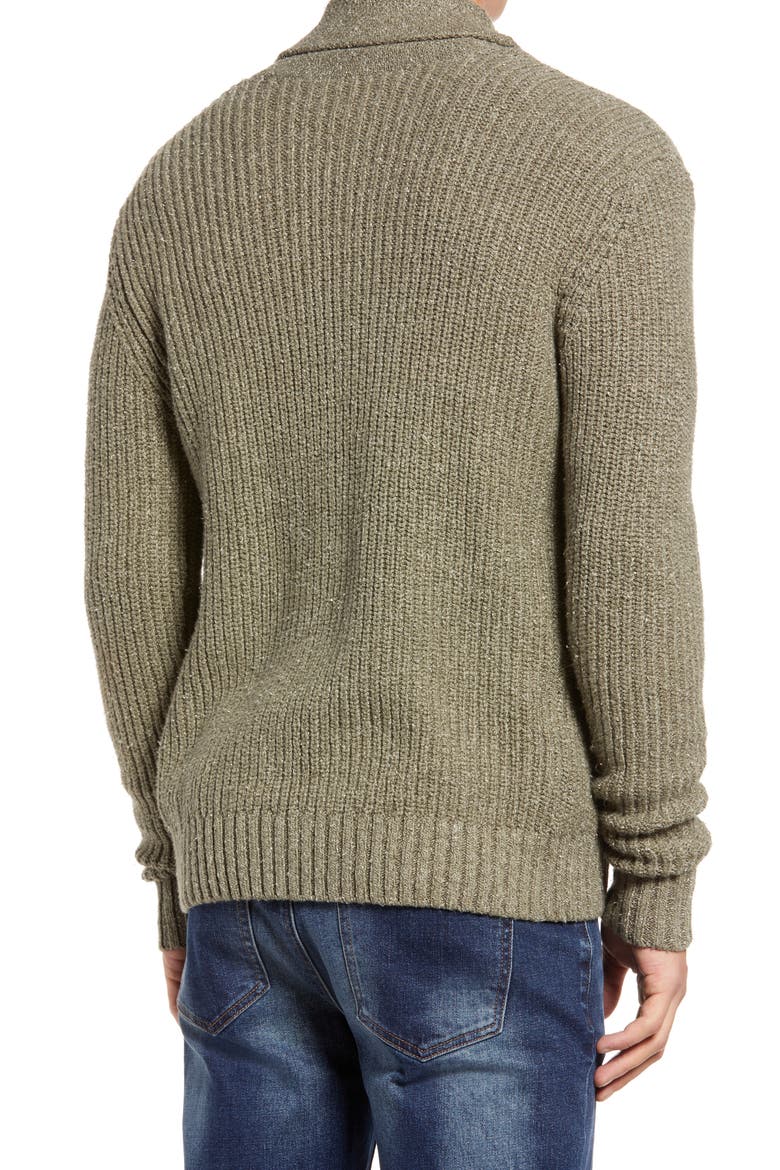 Marled Cotton & Cashmere Cardigan, Alternate, color, LIGHT OLIVE MARL
