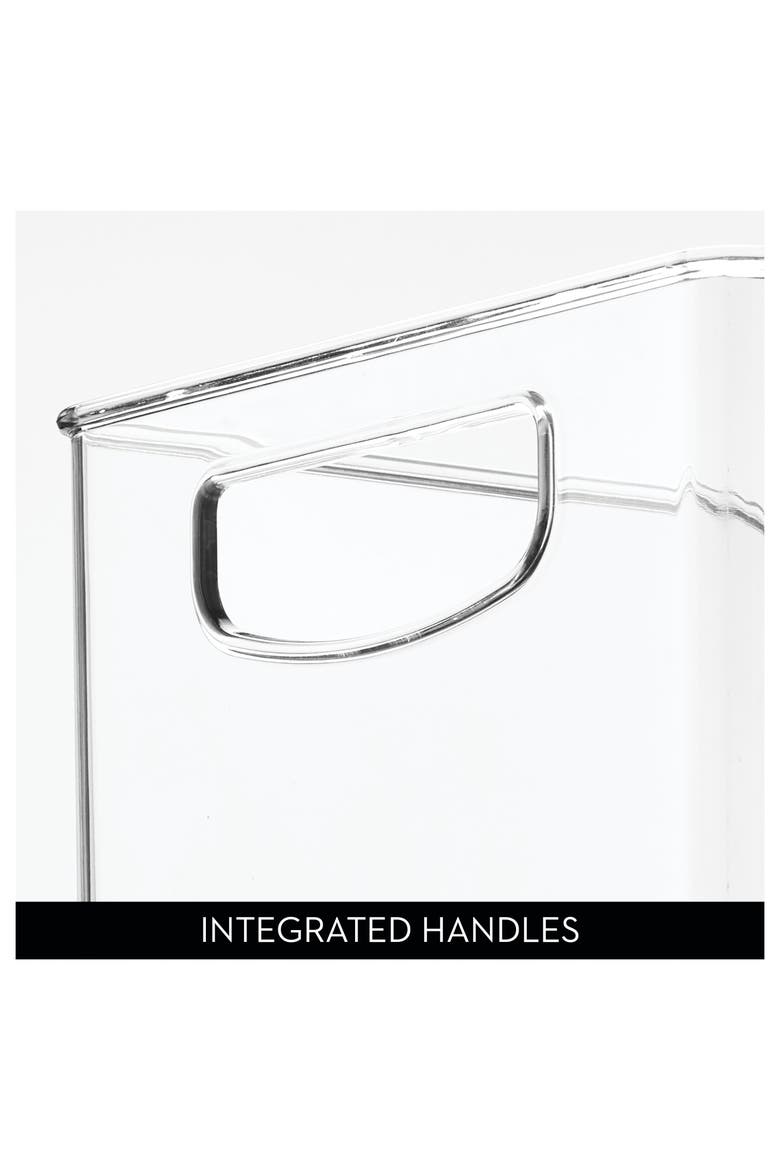 Plastic Stackable Pantry Bin - Organizer Bin with Handles for Cabinets or Fridge - Set of 4 - Clear, Alternate, color, Clear