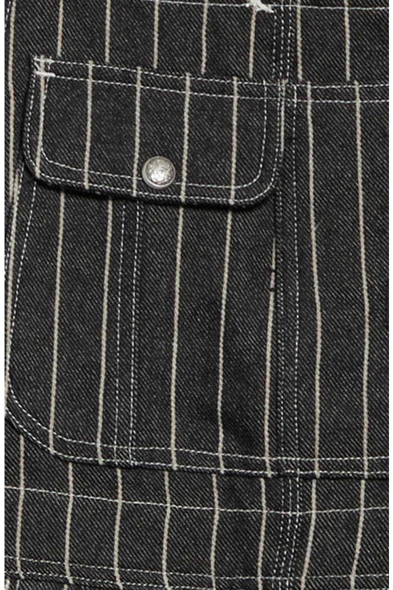 Triple Pleat Linen & Wool Blend Overalls, Alternate, color, BLACK ECRU STRIPE