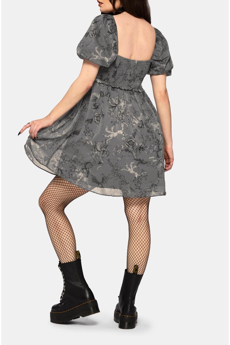 Merunicorn Enchanted Forest Mini Dress, Alternate, color, Charcoal
