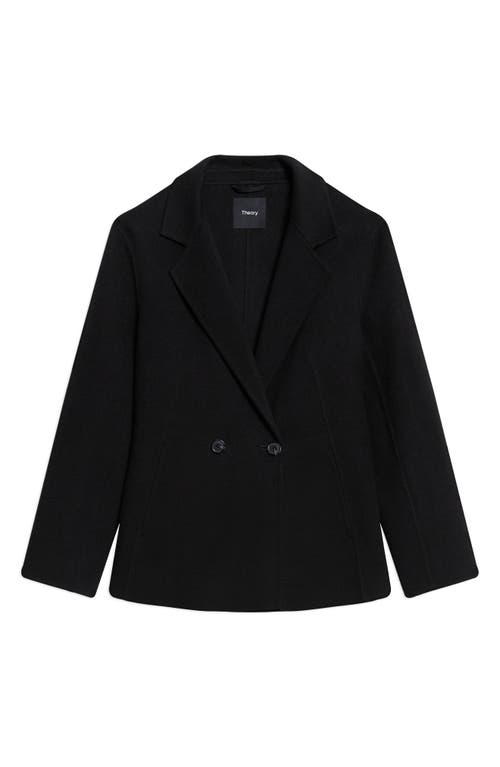 Theory Double Breasted Wool Blend Coat In Black - 001